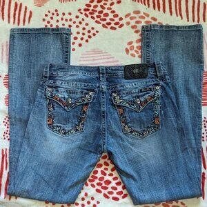 Authentic Miss Me Jeans with Floral Embroidery Size 31 x 32